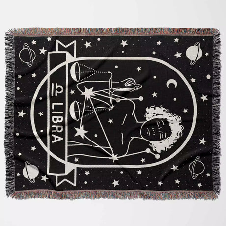Libra Zodiac Sign Astrology Woman Woven Throw Blanket Tapestry - DesignerOllie.com