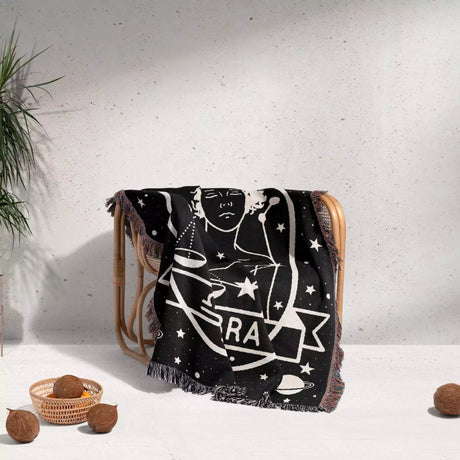 Libra Zodiac Sign Astrology Woman Woven Throw Blanket Tapestry - DesignerOllie.com