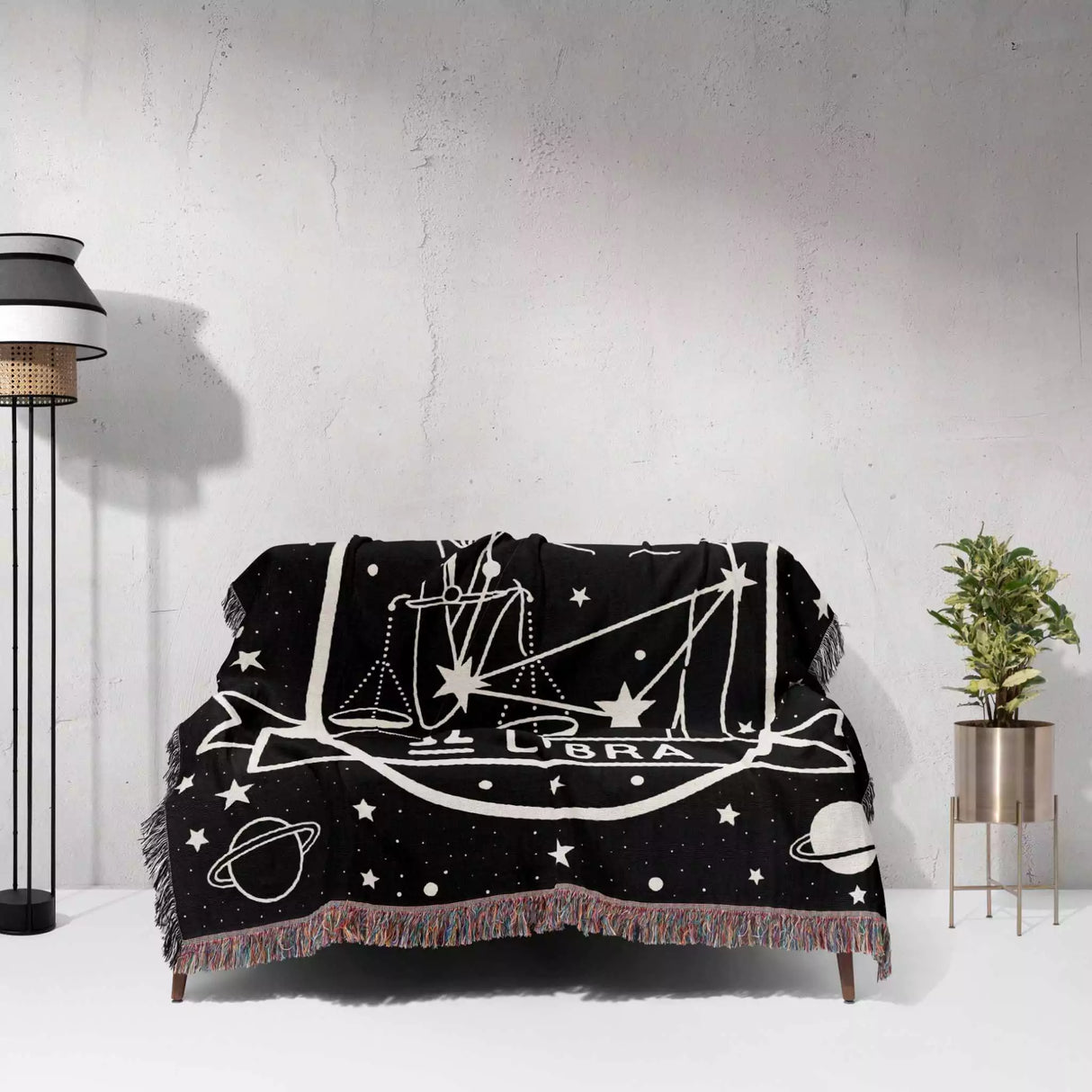 Libra Zodiac Sign Astrology Woman Woven Throw Blanket Tapestry - DesignerOllie.com