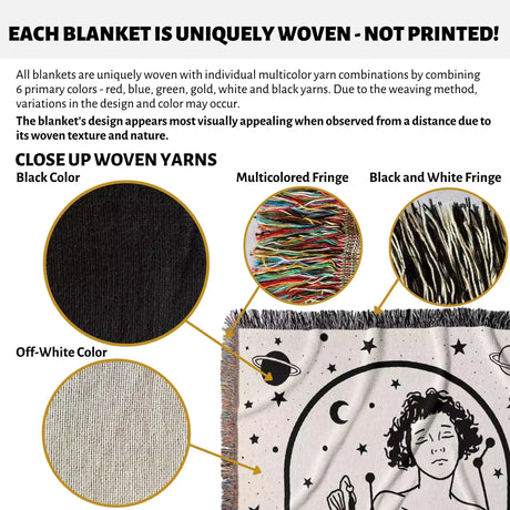 Libra Zodiac Sign Astrology Woman Woven Throw Blanket and Tapestry Blanket - DesignerOllie.com