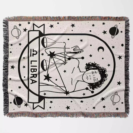 Libra Zodiac Sign Astrology Woman Woven Throw Blanket and Tapestry Blanket - DesignerOllie.com