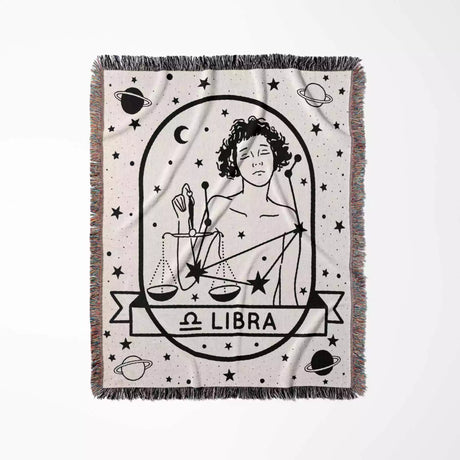 Libra Zodiac Sign Astrology Woman Woven Throw Blanket and Tapestry Blanket - DesignerOllie.com