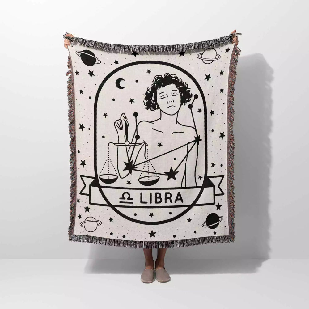 Libra Zodiac Sign Astrology Woman Woven Throw Blanket and Tapestry Blanket - DesignerOllie.com