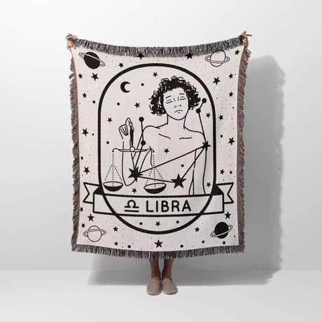 Libra Zodiac Sign Astrology Woman Woven Throw Blanket and Tapestry Blanket - DesignerOllie.com
