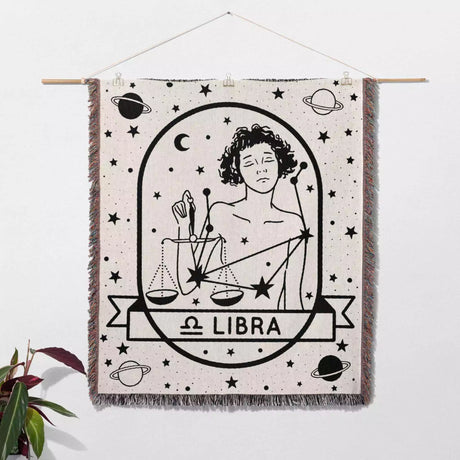 Libra Zodiac Sign Astrology Woman Woven Throw Blanket and Tapestry Blanket - DesignerOllie.com