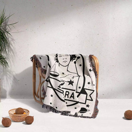 Libra Zodiac Sign Astrology Woman Woven Throw Blanket and Tapestry Blanket - DesignerOllie.com