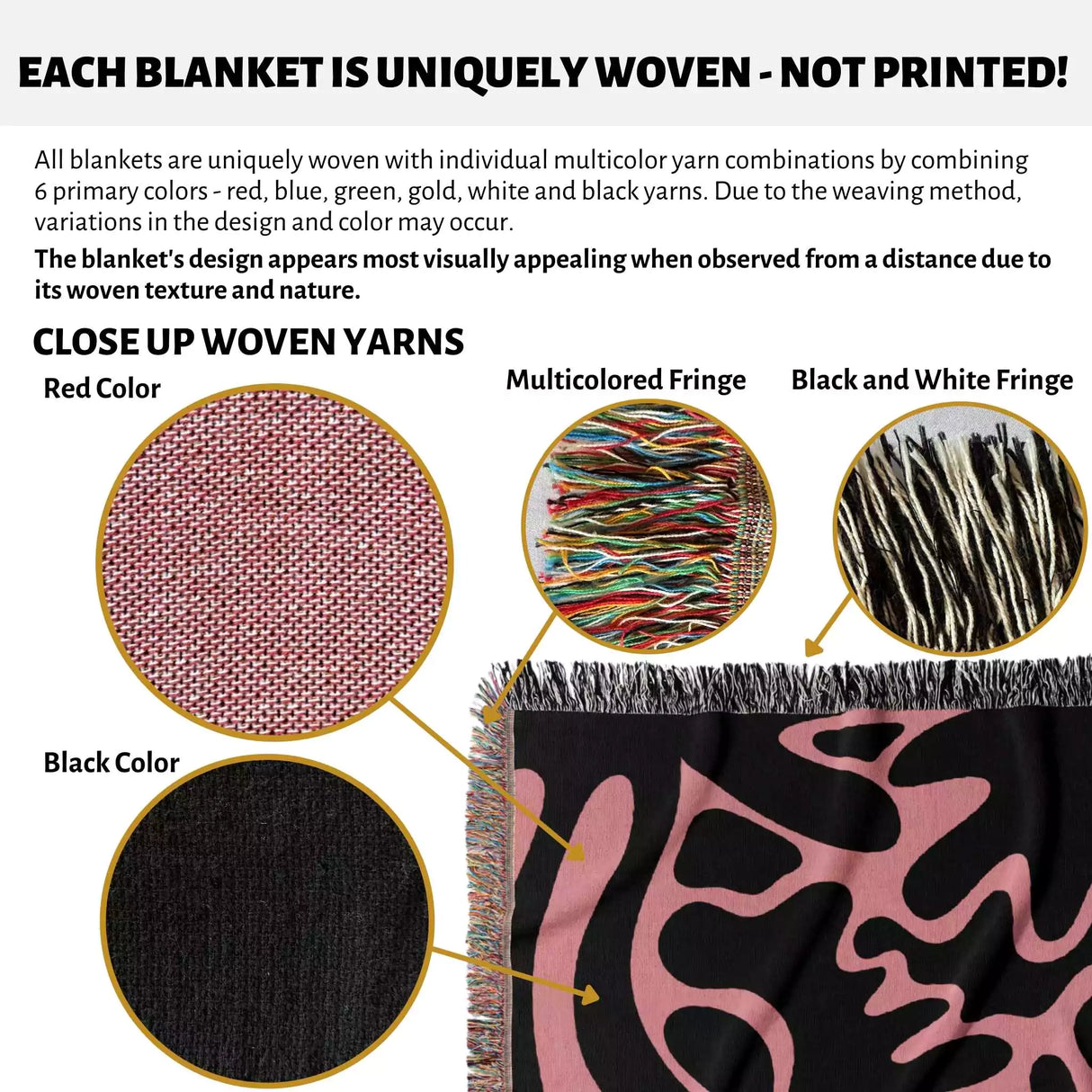 Matisse Black and Lighter Red Woven Throw Blanket and Tapestry - DesignerOllie.com