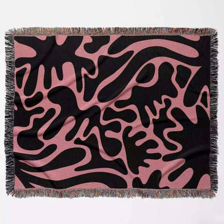 Matisse Black and Lighter Red Woven Throw Blanket and Tapestry - DesignerOllie.com