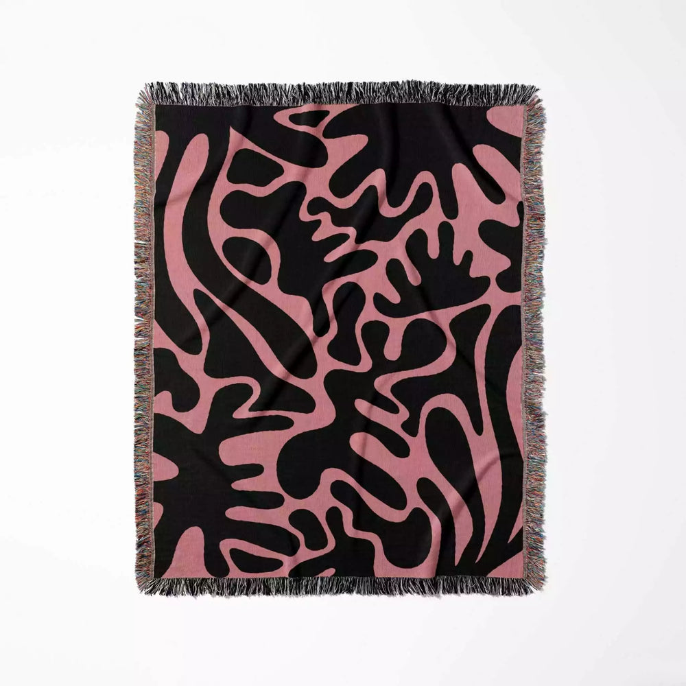 Matisse Black and Lighter Red Woven Throw Blanket and Tapestry - DesignerOllie.com
