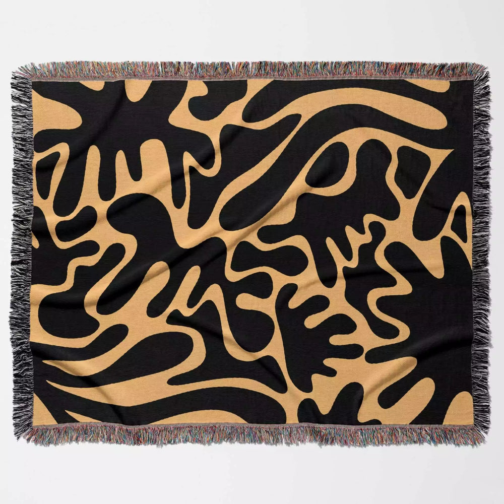 Matisse Black and Orange Woven Throw Blanket and Tapestry - DesignerOllie.com