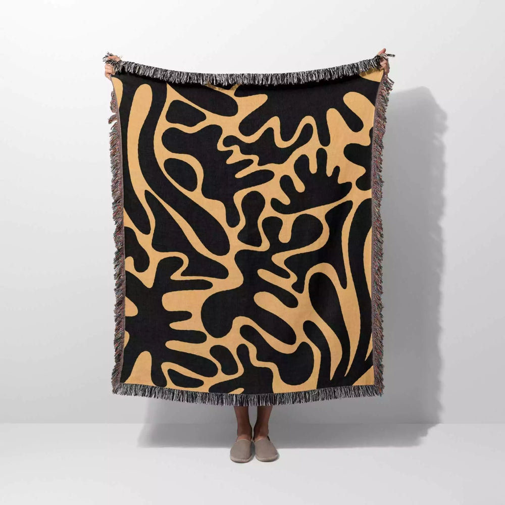 Matisse Black and Orange Woven Throw Blanket and Tapestry - DesignerOllie.com