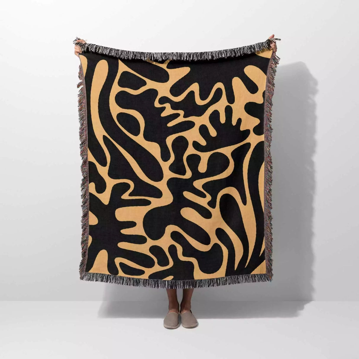 Matisse Black and Orange Woven Throw Blanket and Tapestry - DesignerOllie.com