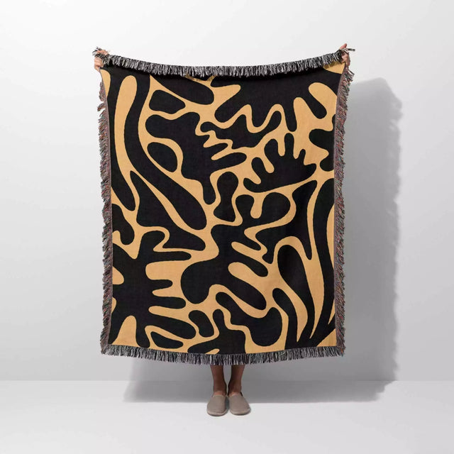 Matisse Black and Orange Woven Throw Blanket and Tapestry - DesignerOllie.com