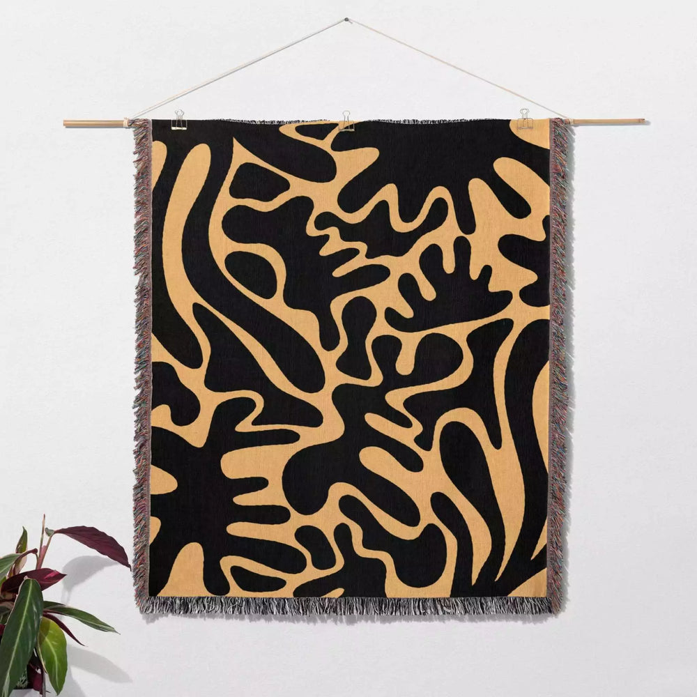 Matisse Black and Orange Woven Throw Blanket and Tapestry - DesignerOllie.com