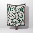 Matisse Forest Green Coral Woven Throw Blanket and Tapestry - DesignerOllie.com