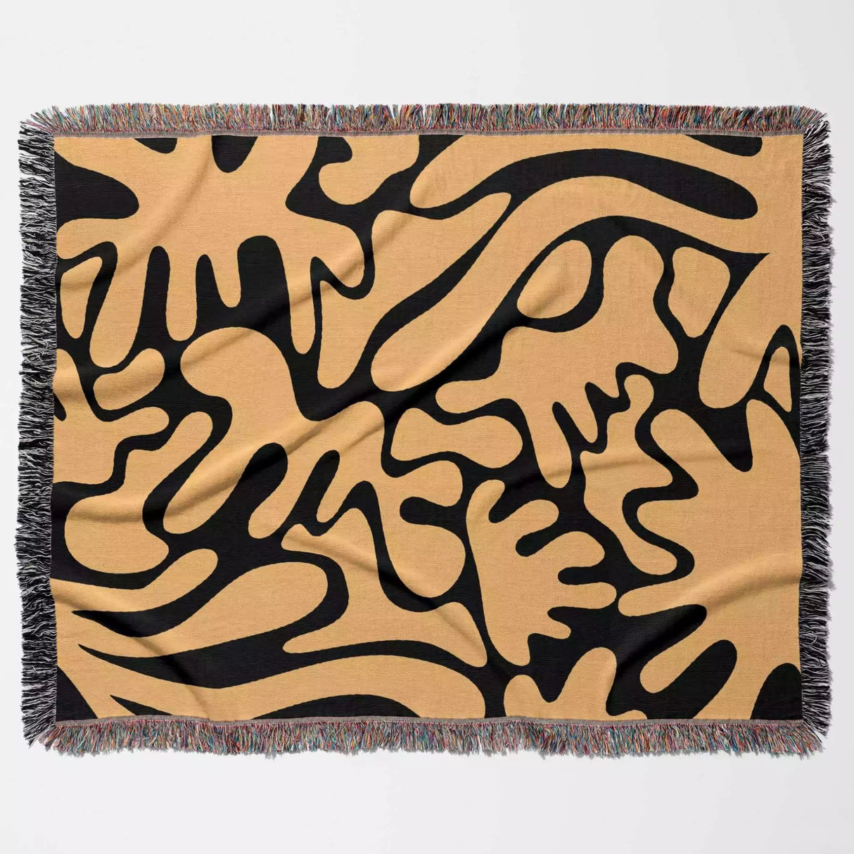 Matisse Inspired Black and Orange Woven Throw Blanket and Tapestry - DesignerOllie.com