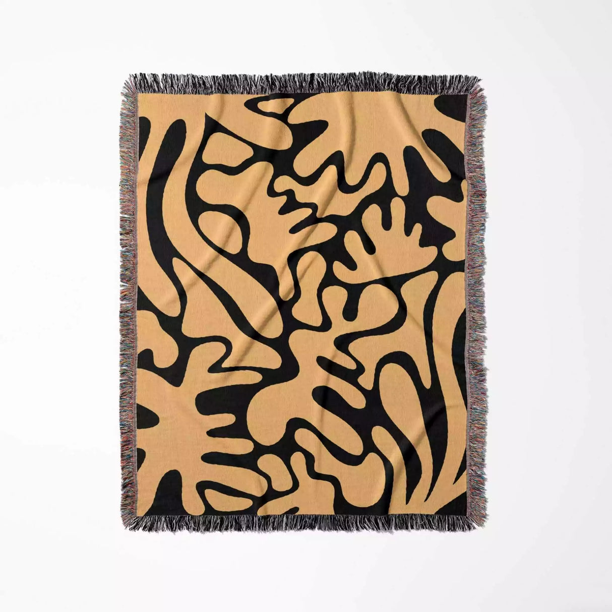 Matisse Inspired Black and Orange Woven Throw Blanket and Tapestry - DesignerOllie.com