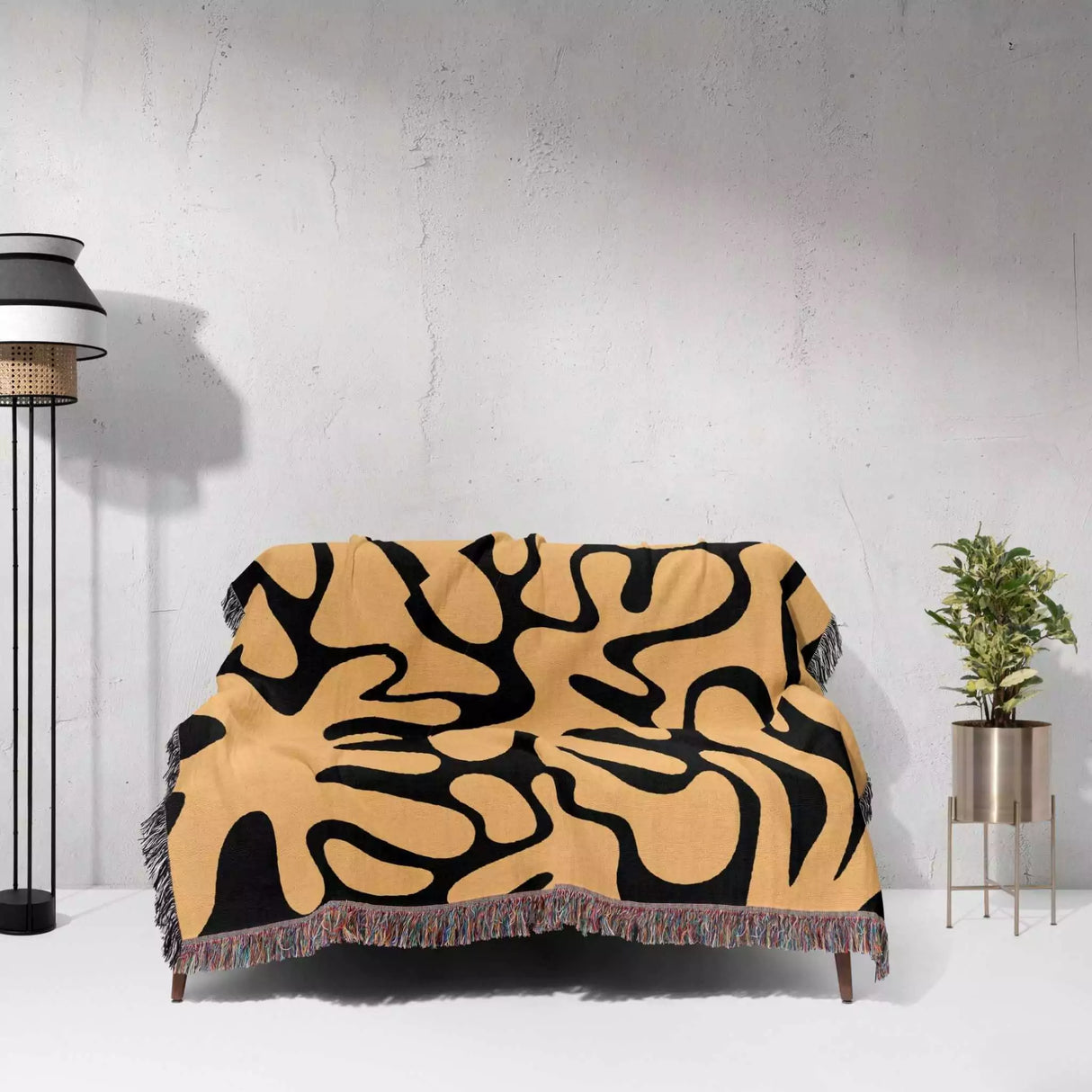 Matisse Inspired Black and Orange Woven Throw Blanket and Tapestry - DesignerOllie.com