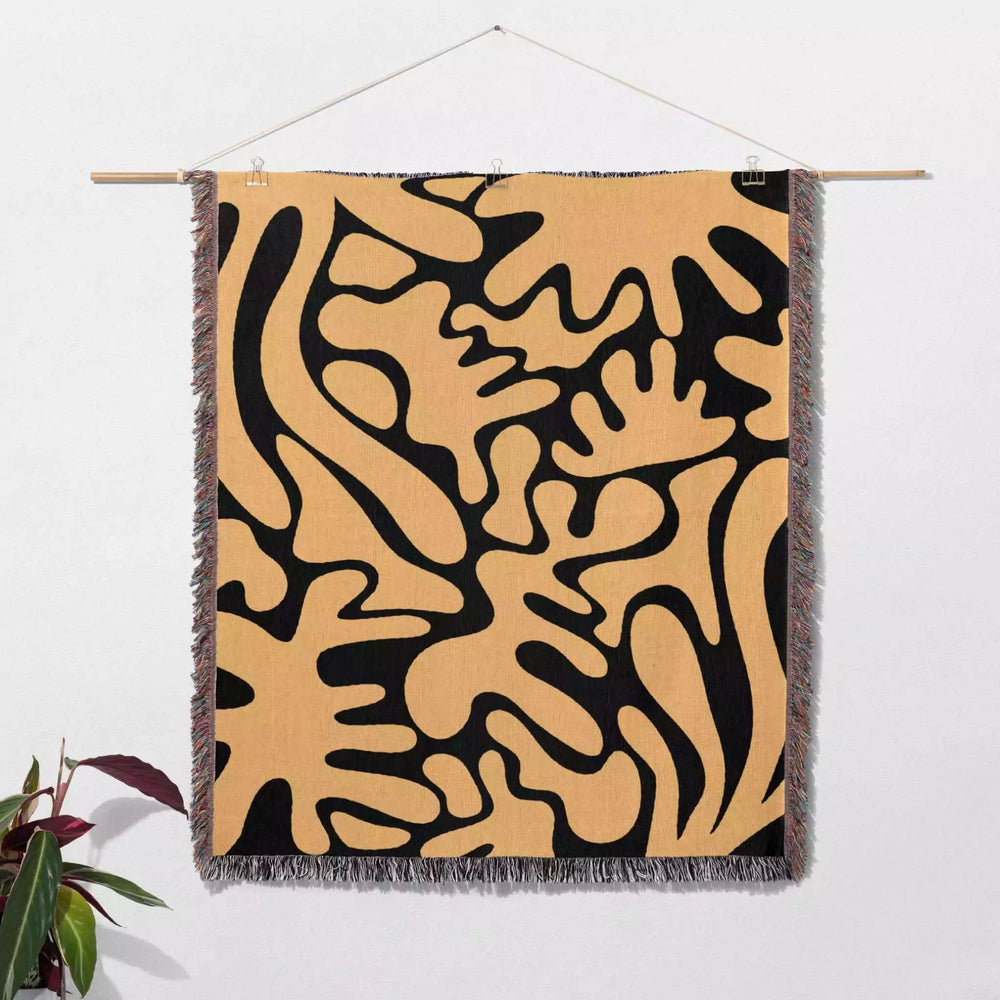 Matisse Inspired Black and Orange Woven Throw Blanket and Tapestry - DesignerOllie.com