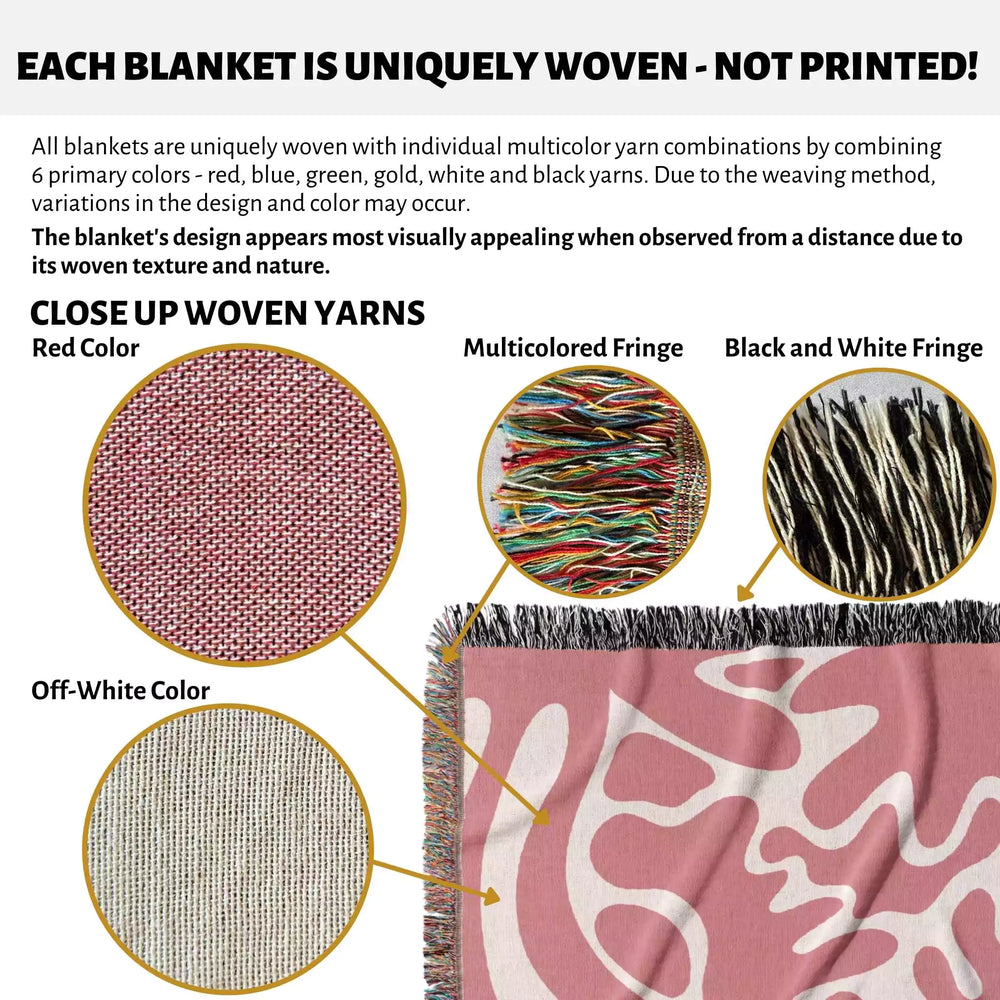 Matisse Inspired Lighter Red Woven Throw Blanket and Tapestry - DesignerOllie.com