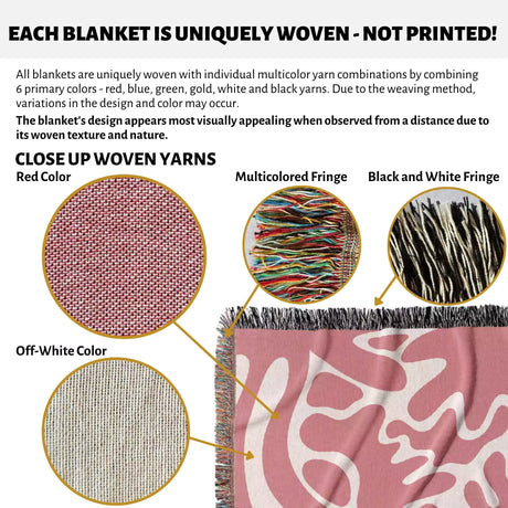 Matisse Inspired Lighter Red Woven Throw Blanket and Tapestry - DesignerOllie.com