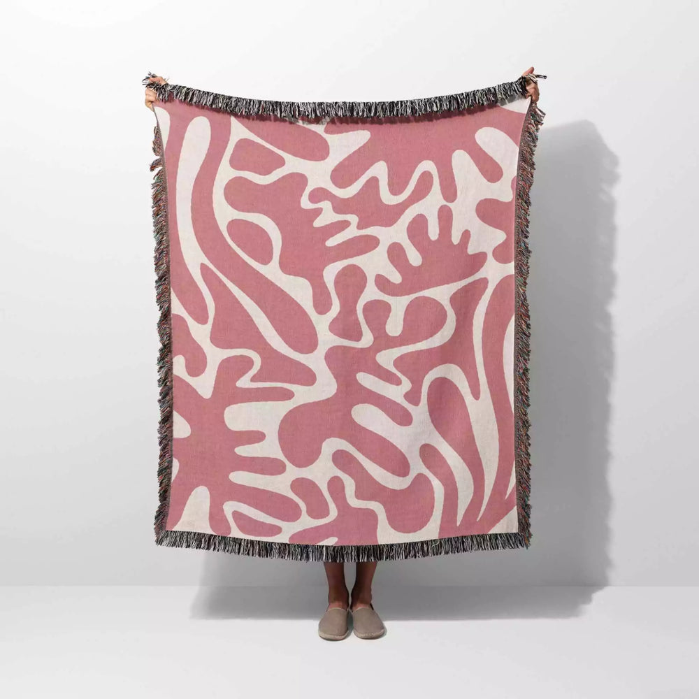 Matisse Inspired Lighter Red Woven Throw Blanket and Tapestry - DesignerOllie.com