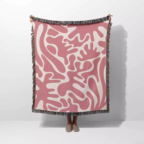 Matisse Inspired Lighter Red Woven Throw Blanket and Tapestry - DesignerOllie.com