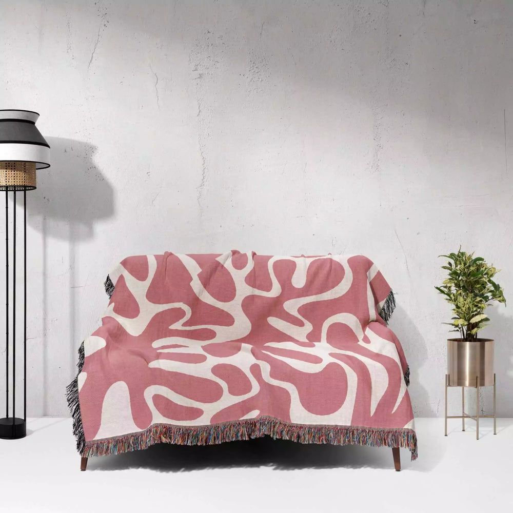Matisse Inspired Lighter Red Woven Throw Blanket and Tapestry - DesignerOllie.com