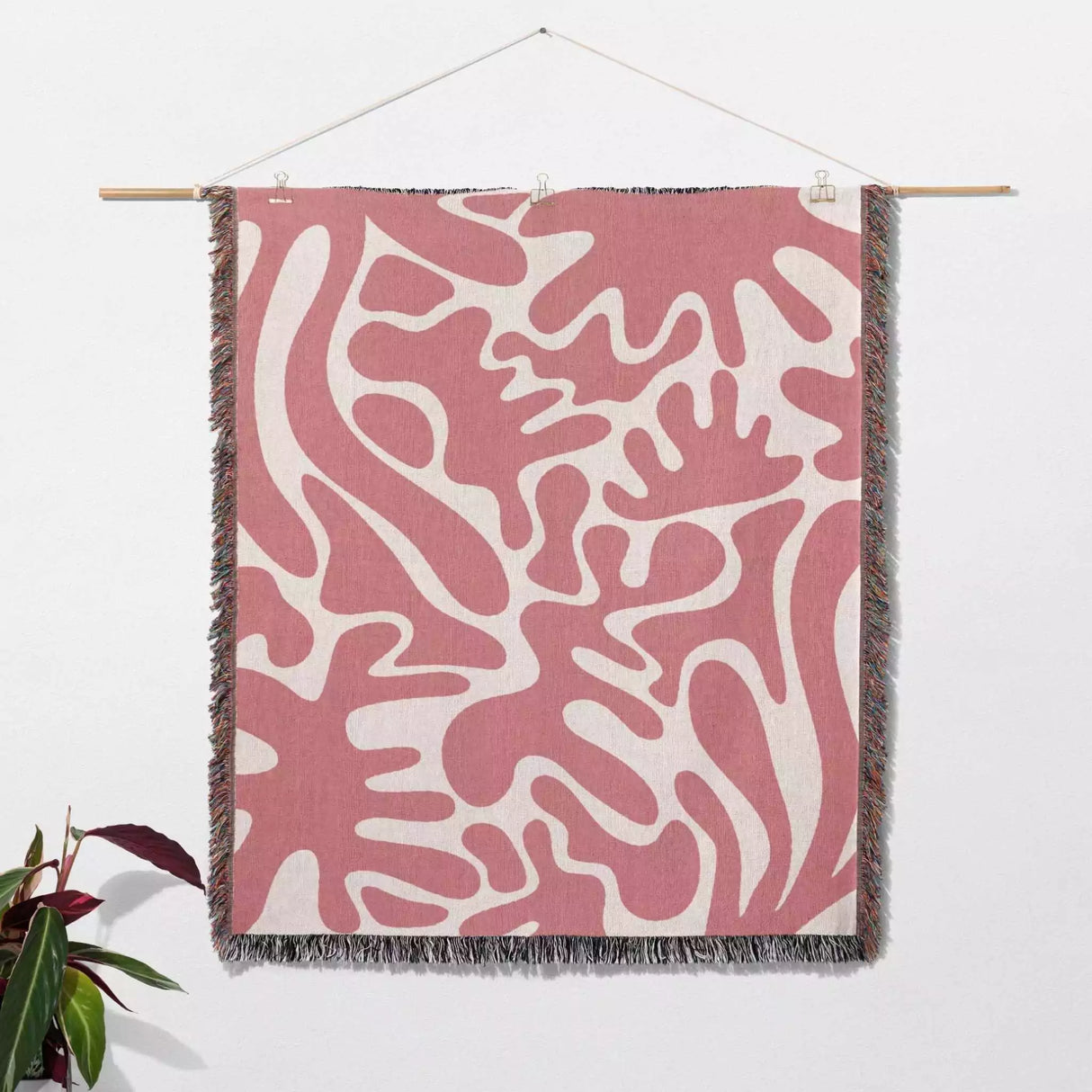 Matisse Inspired Lighter Red Woven Throw Blanket and Tapestry - DesignerOllie.com