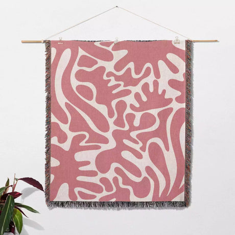 Matisse Inspired Lighter Red Woven Throw Blanket and Tapestry - DesignerOllie.com