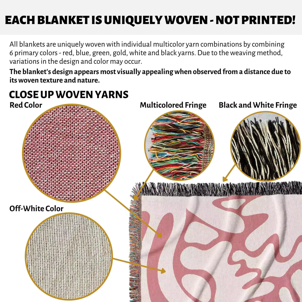 Matisse Style Lighter Red Woven Throw Blanket and Tapestry - DesignerOllie.com