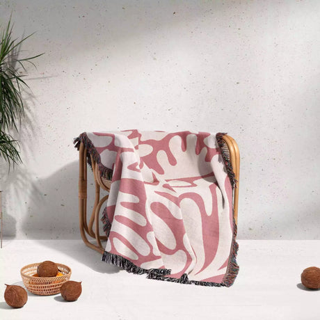 Matisse Style Lighter Red Woven Throw Blanket and Tapestry - DesignerOllie.com