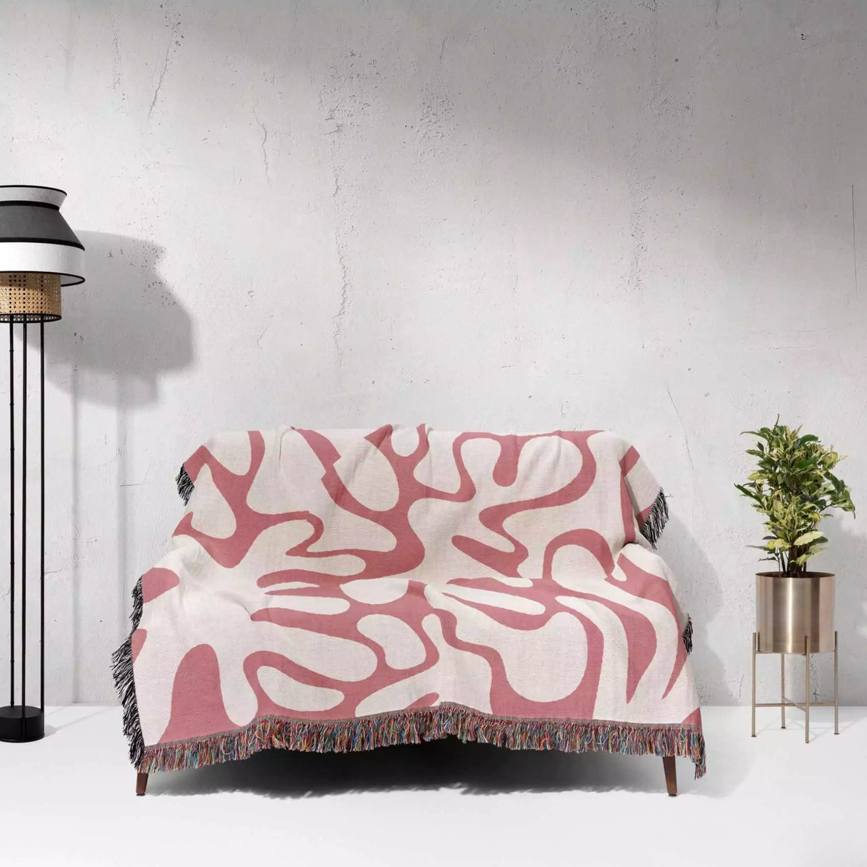 Matisse Style Lighter Red Woven Throw Blanket and Tapestry - DesignerOllie.com