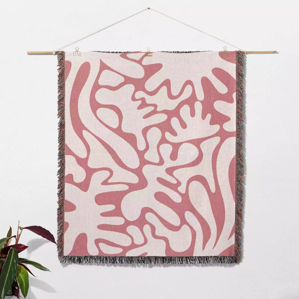 Matisse Style Lighter Red Woven Throw Blanket and Tapestry - DesignerOllie.com