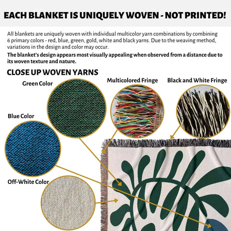 Matisse Tulip Flower Blue Woven Throw Blanket and Tapestry - DesignerOllie.com