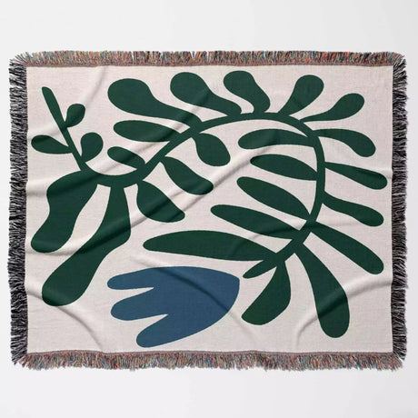 Matisse Tulip Flower Blue Woven Throw Blanket and Tapestry - DesignerOllie.com