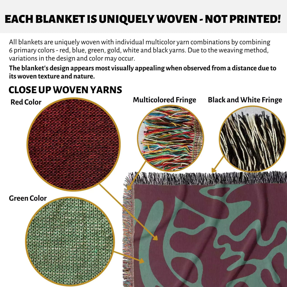 Matisse Woven Throw Blanket Red and Green Color - DesignerOllie.com