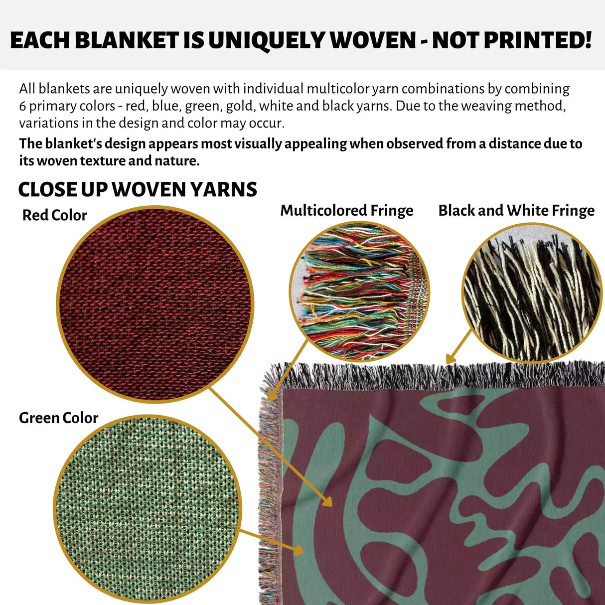 Matisse Woven Throw Blanket Red and Green Color - DesignerOllie.com
