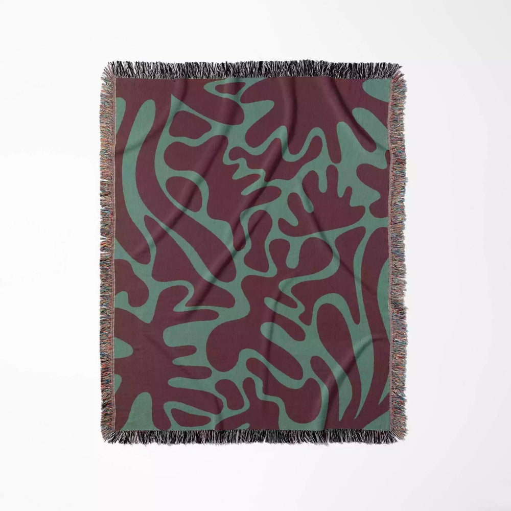 Matisse Woven Throw Blanket Red and Green Color - DesignerOllie.com