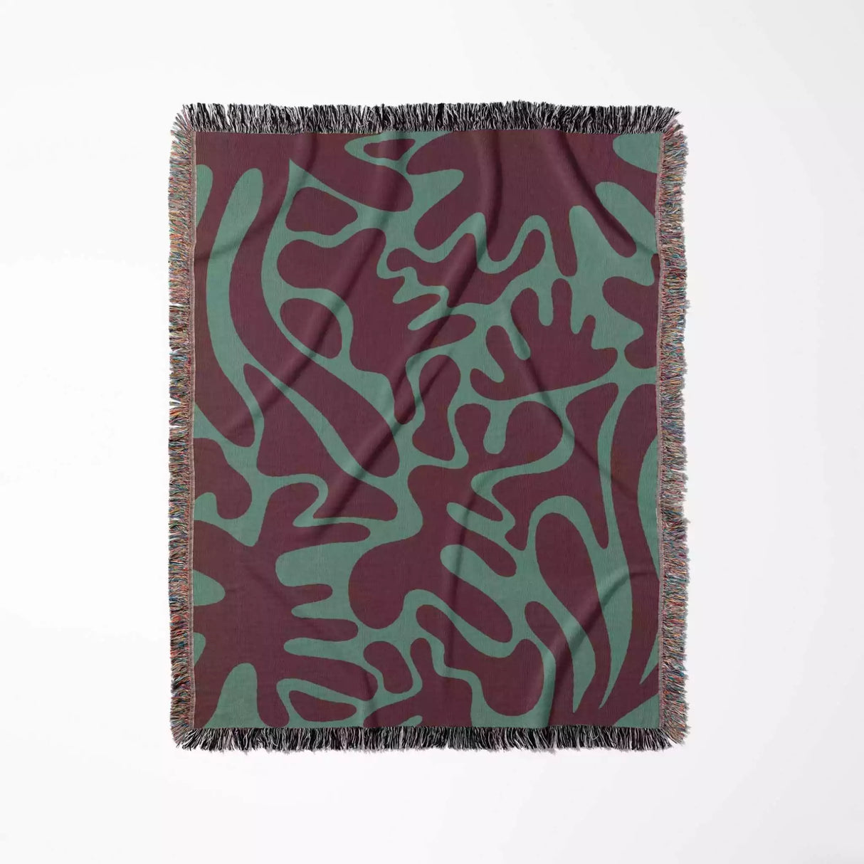 Matisse Woven Throw Blanket Red and Green Color - DesignerOllie.com