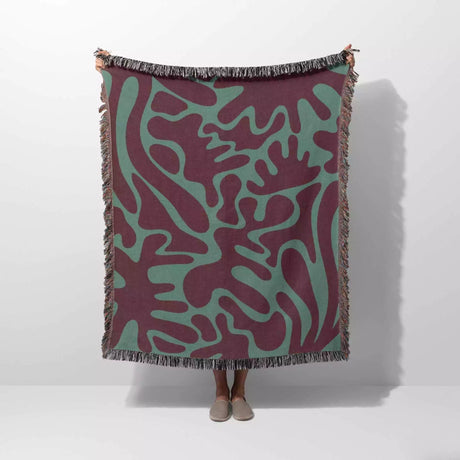 Matisse Woven Throw Blanket Red and Green Color - DesignerOllie.com