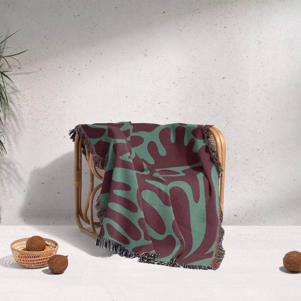 Matisse Woven Throw Blanket Red and Green Color - DesignerOllie.com