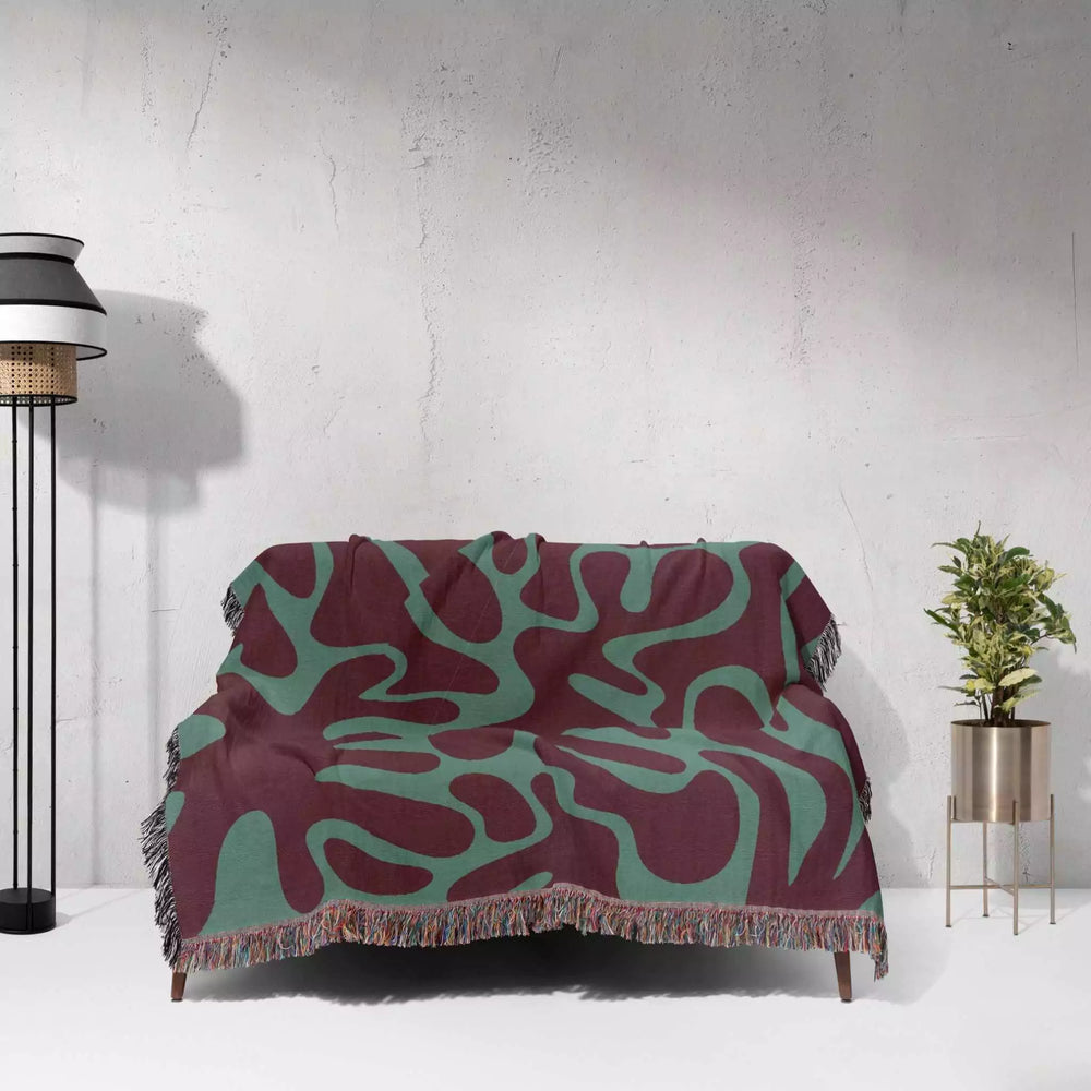 Matisse Woven Throw Blanket Red and Green Color - DesignerOllie.com