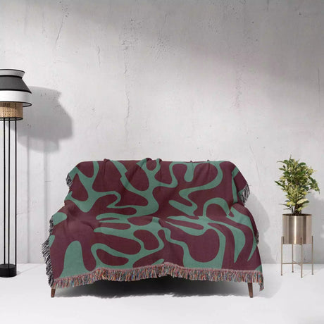 Matisse Woven Throw Blanket Red and Green Color - DesignerOllie.com