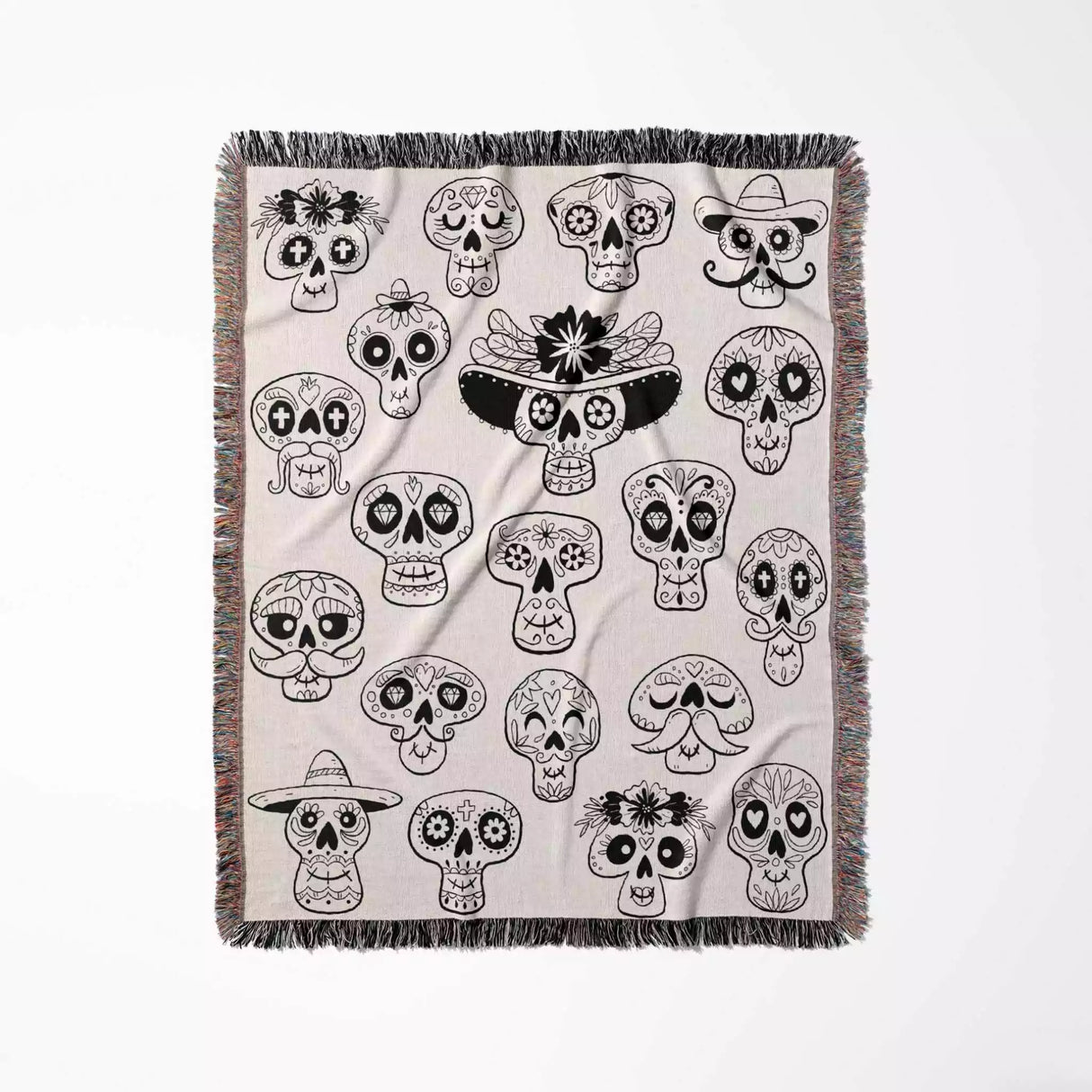 Mexican Sugar Skulls Woven Throw Blanket - DesignerOllie.com