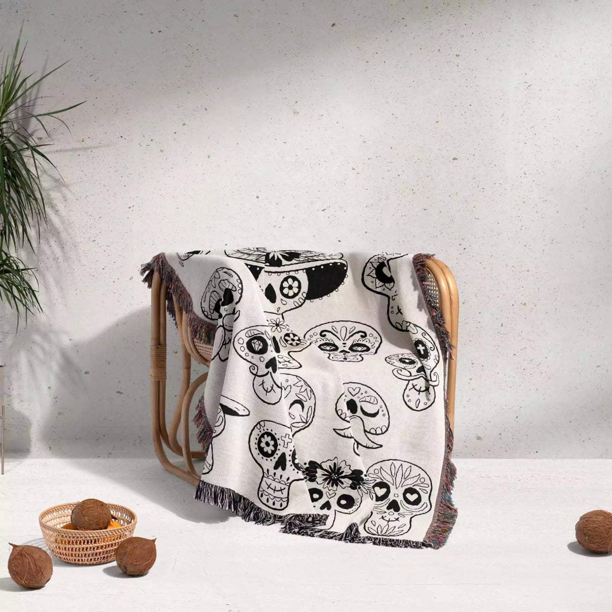 Mexican Sugar Skulls Woven Throw Blanket - DesignerOllie.com