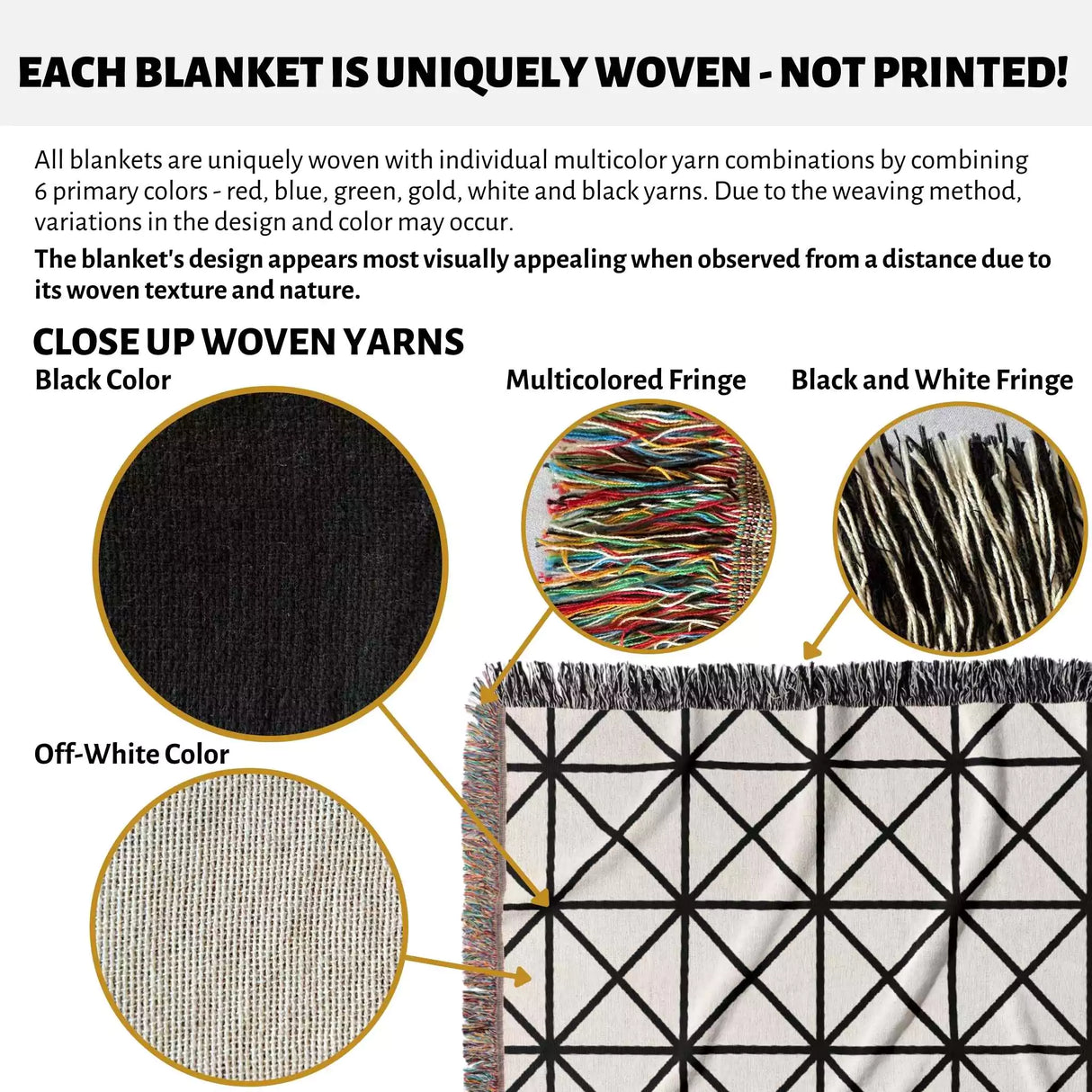 Minimalist Geometric Lines Black and White Woven Throw Blanket and Tapestry - DesignerOllie.com