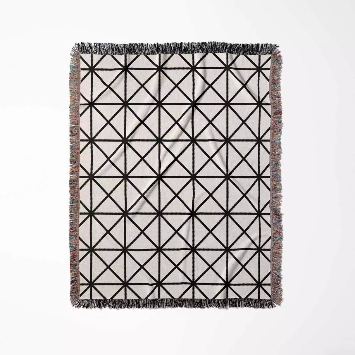 Minimalist Geometric Lines Black and White Woven Throw Blanket and Tapestry - DesignerOllie.com
