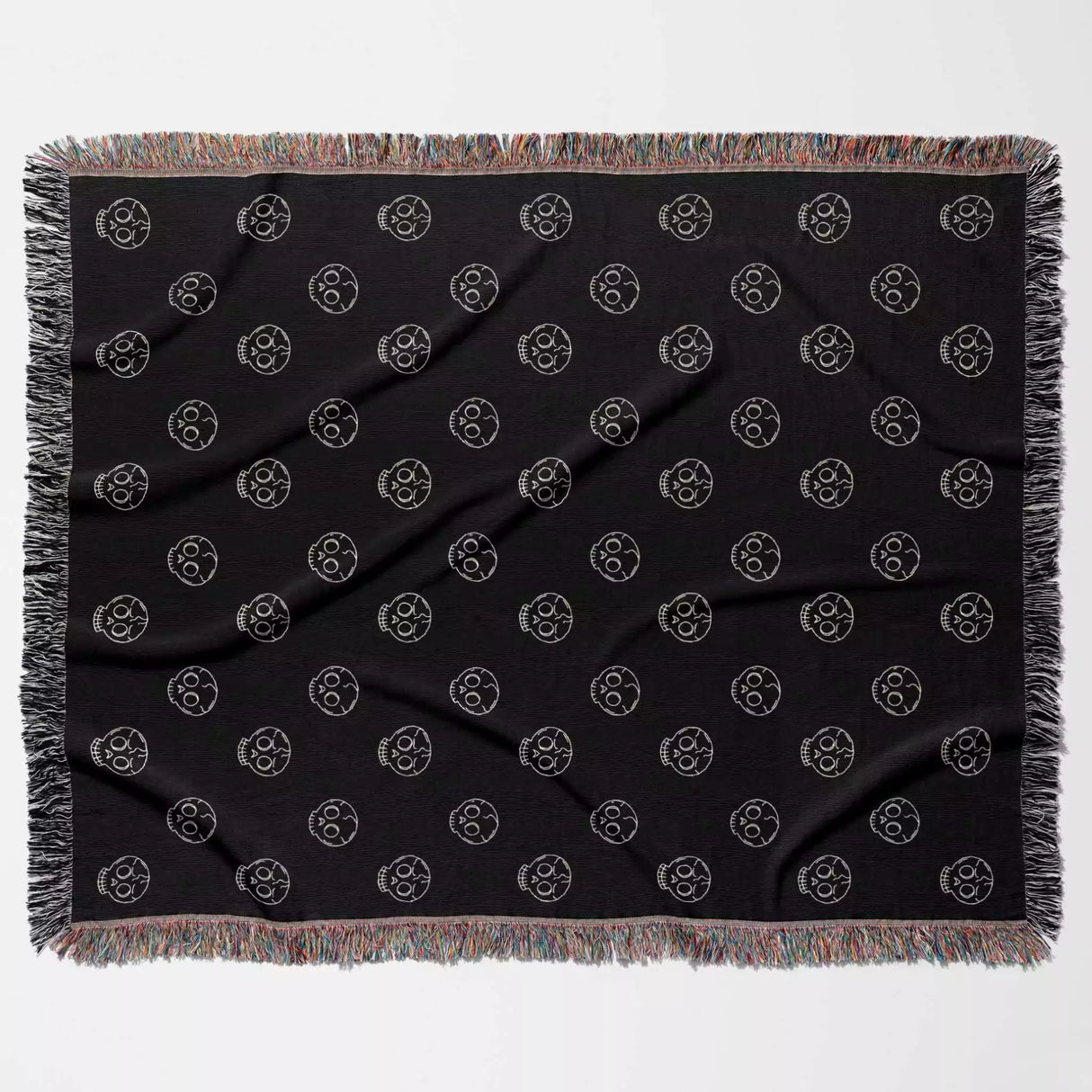 Minimalist Skulls Monochrome Woven Throw Blanket and Tapestry - DesignerOllie.com