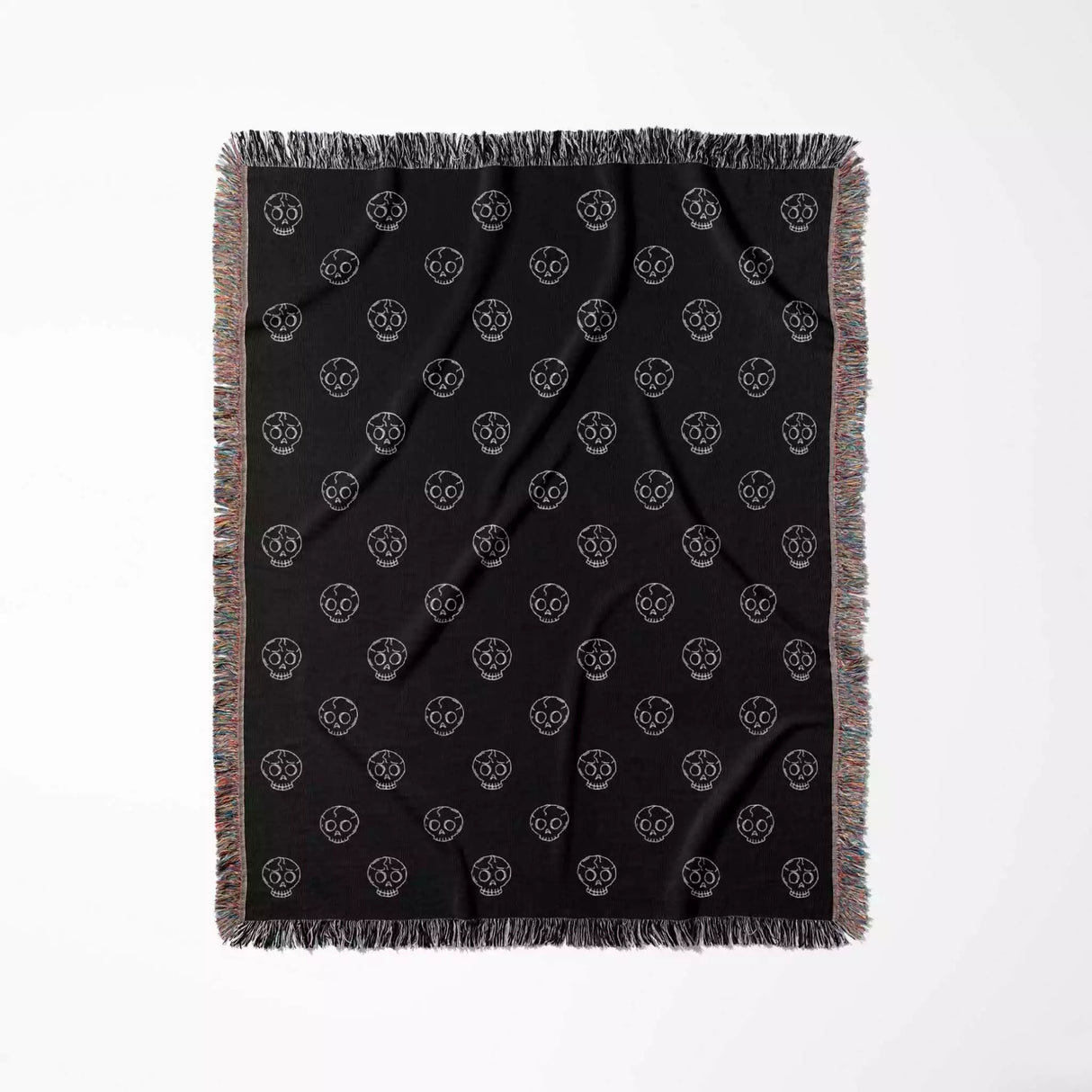 Minimalist Skulls Monochrome Woven Throw Blanket and Tapestry - DesignerOllie.com